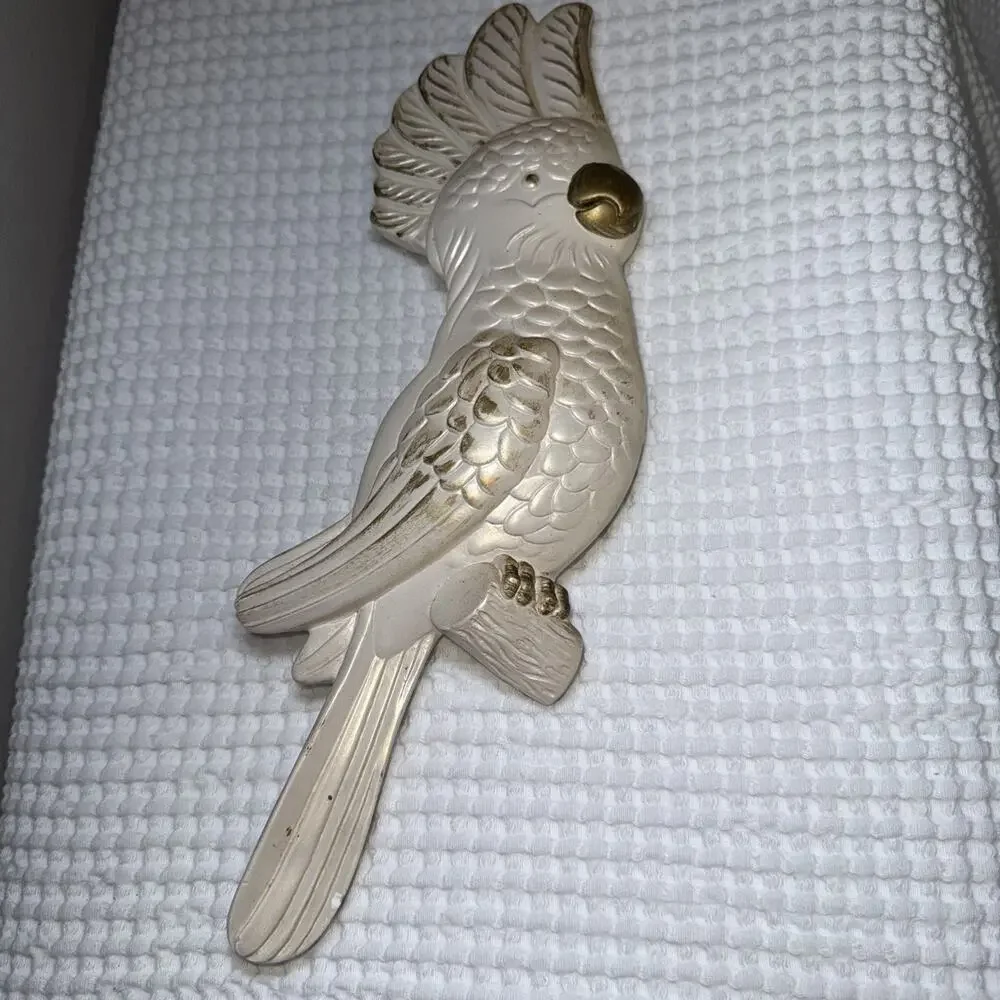 Vintage 1973 Miller Studio Cockatoo Wall Plaque 14” Chalkware Bird